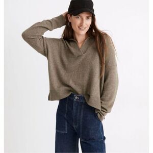 Madewell Davie Polo Open V-Neck Merino Wool Blend Pullover Knit Sweater Women's